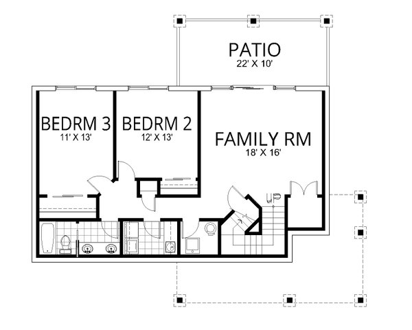 Home Plan - Floor Plan - Lower Floor for Craftsman House Plan #112-322 - 3 bed, 2 bath