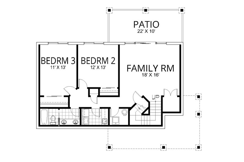 Home Plan - Floor Plan - Lower Floor for Craftsman House Plan #112-322 - 3 bed, 2 bath