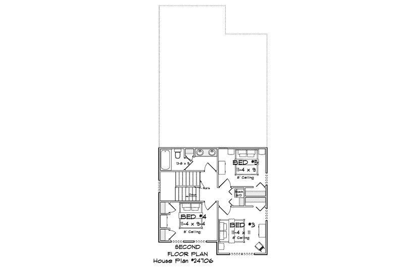 House Blueprint - Floor Plan - Upper Floor for Cottage House Plan #513-2498 - 5 bed, 3 bath