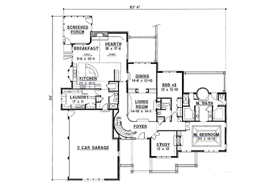 Floor Plan - Main Floor for European House Plan #67-241 - 4 bed, 4 bath
