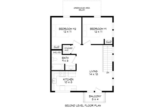 Floor Plan - Upper Floor for Contemporary House Plan #932-663 - 2 bed, 1 bath