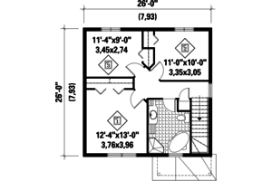Floor Plan - Upper Floor for Traditional House Plan #25-4414 - 3 bed, 1 bath