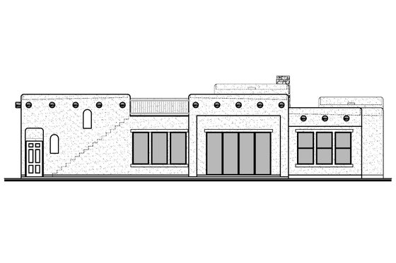 Exterior - Rear Elevation for Adobe / Southwestern House Plan #1073-30 - 3 bed, 2.5 bath