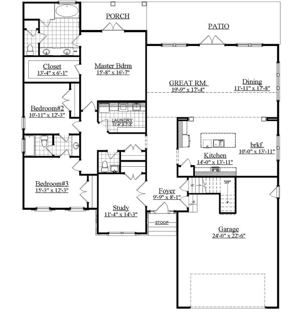Dream House Plan - Ranch Floor Plan - Main Floor Plan #1071-16