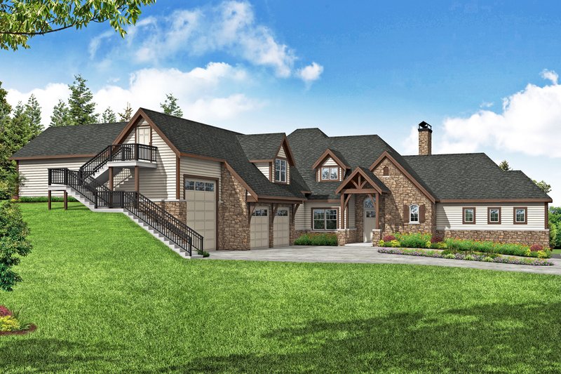 Architectural House Design - Exterior - Front Elevation 3 for European House Plan #124-1200 - 4 bed, 5.5 bath