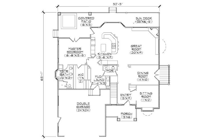 Home Plan - Floor Plan - Main Floor for Traditional House Plan #5-471 - 3 bed, 2.5 bath