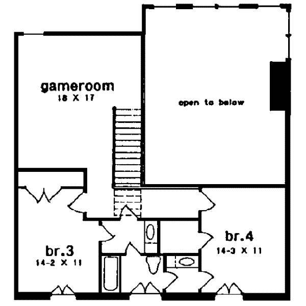 House Blueprint - European Floor Plan - Upper Floor Plan #301-109