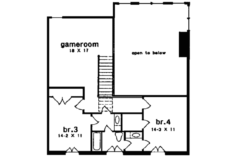Architectural House Design - Floor Plan - Upper Floor for European House Plan #301-109 - 4 bed, 4 bath