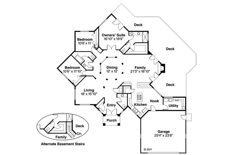 House Blueprint - Floor Plan - Main Floor for Contemporary House Plan #124-410 - 3 bed, 2.5 bath