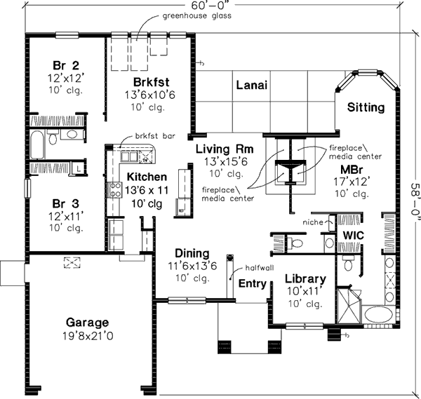 Mediterranean Floor Plan - Main Floor Plan #320-463