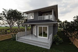 Exterior - Rear Elevation for Contemporary House Plan #1101-27 - 2 bed, 2.5 bath