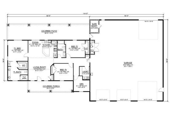 Floor Plan - Main Floor for Country House Plan #1064-161 - 3 bed, 2 bath