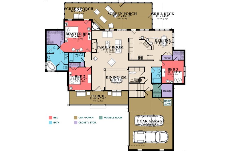 House Blueprint - Floor Plan - Main Floor for Traditional House Plan #63-425 - 3 bed, 3 bath