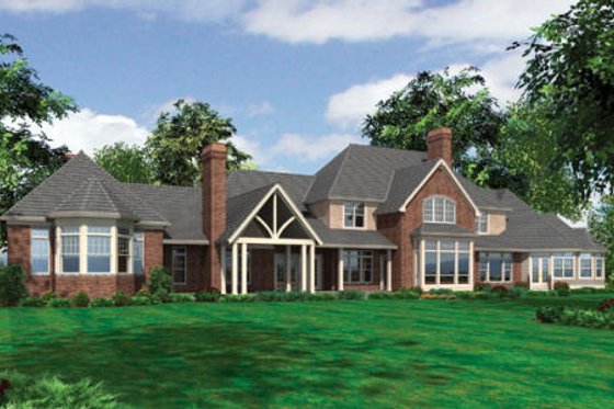 Exterior - Rear Elevation for European House Plan #48-258 - 5 bed, 4.5 bath