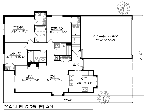 House Plan Design - Traditional Floor Plan - Main Floor Plan #70-111