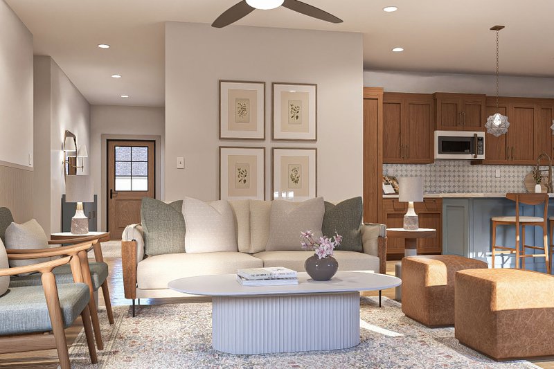 House Blueprint - Interior - Family Room 1 for Ranch House Plan #455-367 - 3 bed, 2 bath