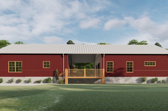 Exterior - Rear Elevation for Barndominium House Plan #1092-24 - 5 bed, 3 bath