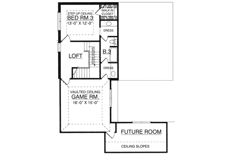 Home Plan - Floor Plan - Upper Floor for European House Plan #40-195 - 3 bed, 3 bath