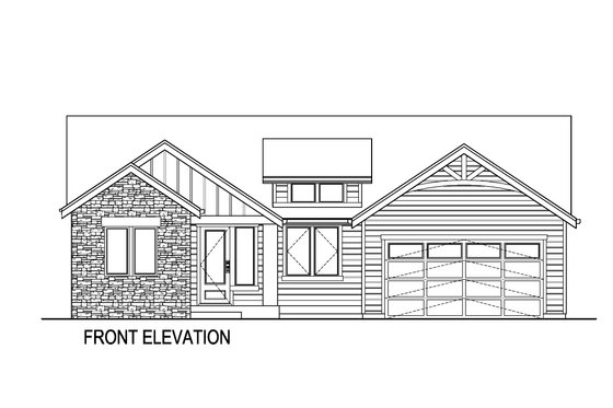 Exterior - Front Elevation 3 for Ranch House Plan #569-73 - 3 bed, 2 bath