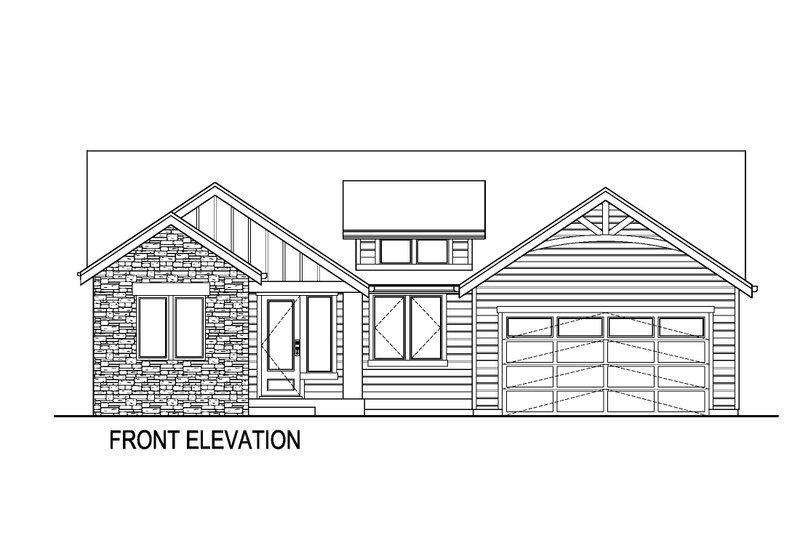 House Plan Design - Exterior - Front Elevation 3 for Ranch House Plan #569-73 - 3 bed, 2 bath