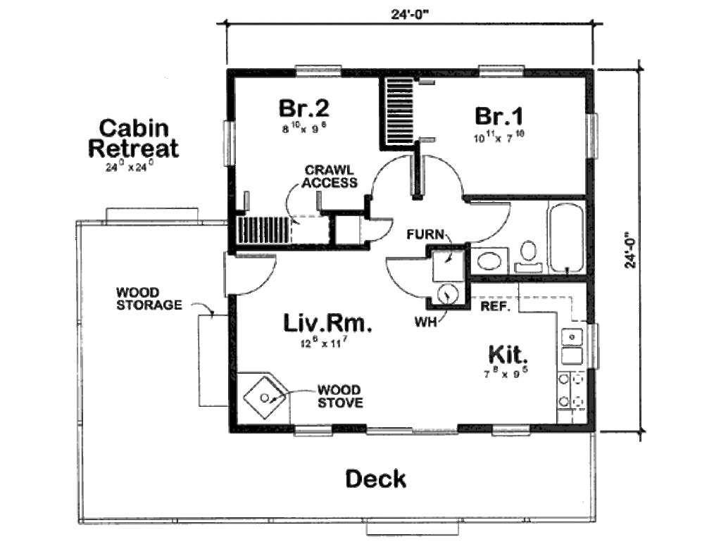Ranch Style House Plan 2 Beds 1 Baths 576 Sq/Ft Plan