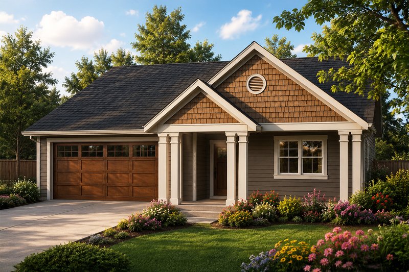 House Blueprint - Exterior - Front Elevation 2 for Craftsman House Plan #124-899 - 3 bed, 2 bath