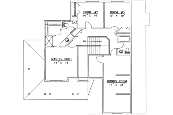 Floor Plan - Upper Floor for Traditional House Plan #117-235 - 3 bed, 3 bath