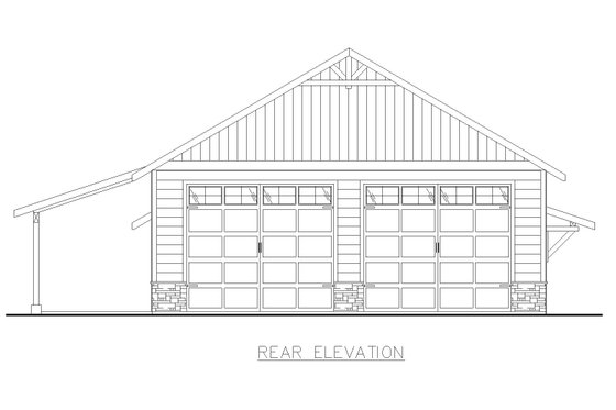 Exterior - Rear Elevation for Craftsman House Plan #117-999 - 1 bed, 2 bath