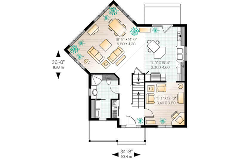 Home Plan - Floor Plan - Main Floor for Traditional House Plan #23-265 - 3 bed, 2 bath