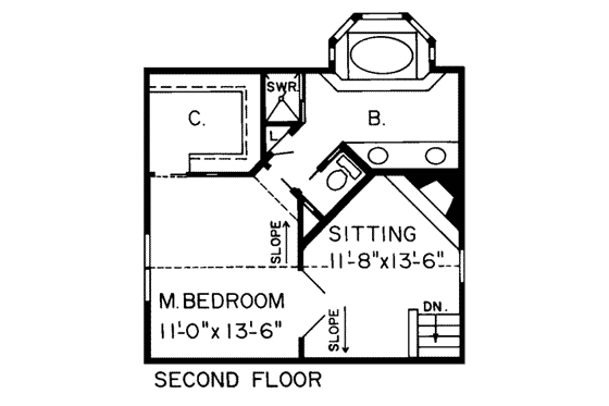 Floor Plan - Upper Floor for Country House Plan #312-181 - 3 bed, 2.5 bath