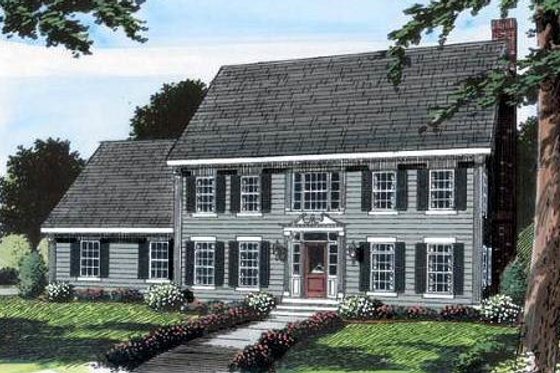 Exterior - Front Elevation for Colonial House Plan #312-582 - 4 bed, 2.5 bath