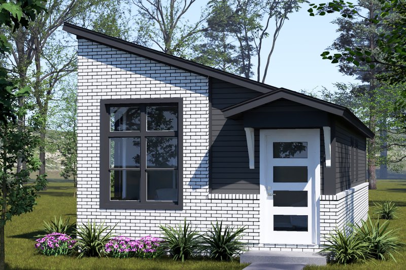 House Blueprint - Exterior - Front Elevation 2 for Modern House Plan #513-2435 - 1 bed, 1 bath