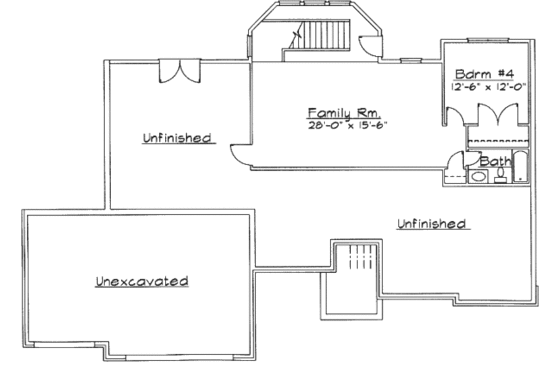 Floor Plan - Lower Floor for Traditional House Plan #31-119 - 3 bed, 2 bath