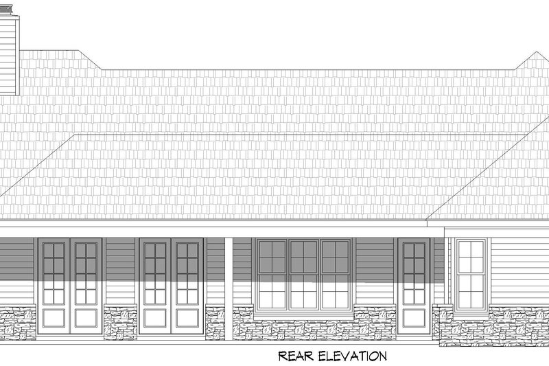 Architectural House Design - Exterior - Rear Elevation 1 for Ranch House Plan #932-1115 - 3 bed, 2.5 bath