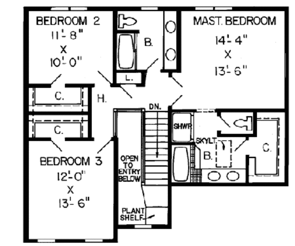Traditional Floor Plan - Upper Floor Plan #312-265