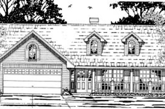 Exterior - Front Elevation for Traditional House Plan #42-231 - 3 bed, 2 bath