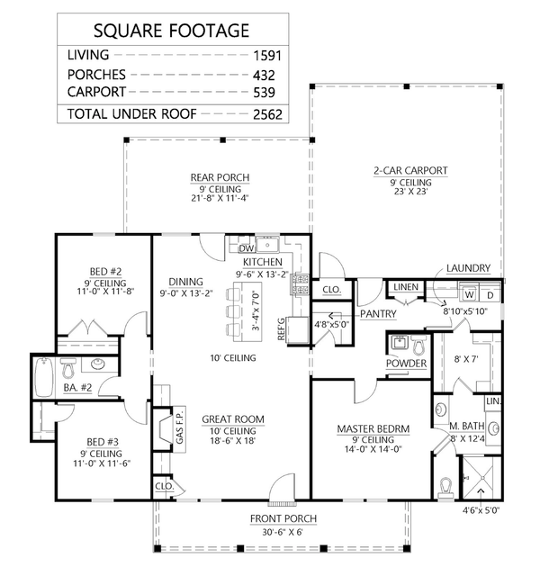 Architectural House Design - Farmhouse Floor Plan - Main Floor Plan #1074-80