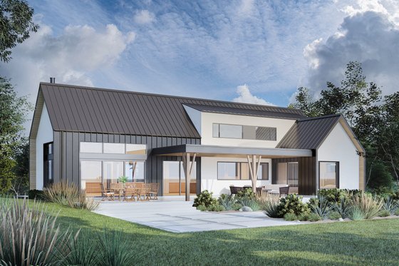 Exterior - Rear Elevation for Contemporary House Plan #1114-90 - 4 bed, 2.5 bath