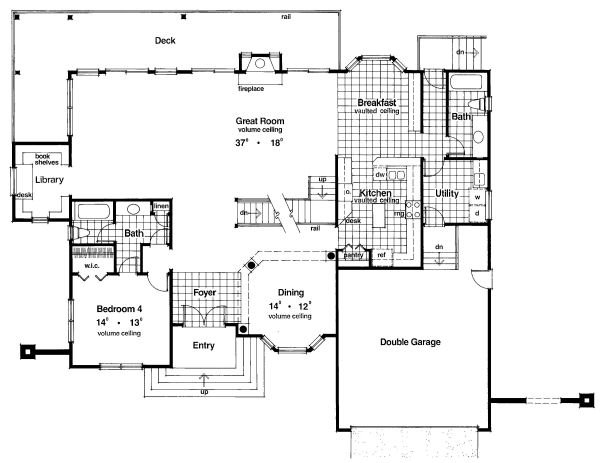 European Style House Plan - 4 Beds 4 Baths 3500 Sq/Ft Plan #417-388 ...