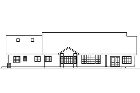 Exterior - Rear Elevation for Ranch House Plan #124-391 - 3 bed, 3.5 bath