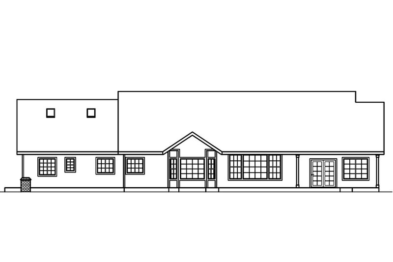 House Design - Exterior - Rear Elevation for Ranch House Plan #124-391 - 3 bed, 3.5 bath