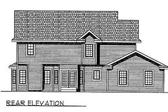Exterior - Rear Elevation for Southern House Plan #70-326 - 4 bed, 2.5 bath