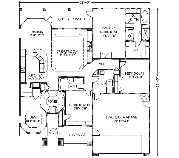 Adobe / Southwestern Floor Plan - Main Floor Plan #24-191