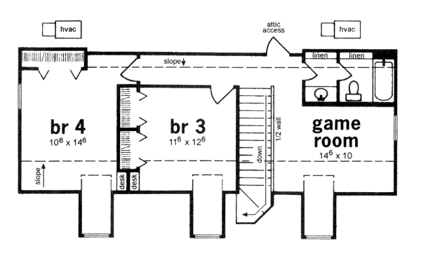 Country Floor Plan - Upper Floor Plan #36-350