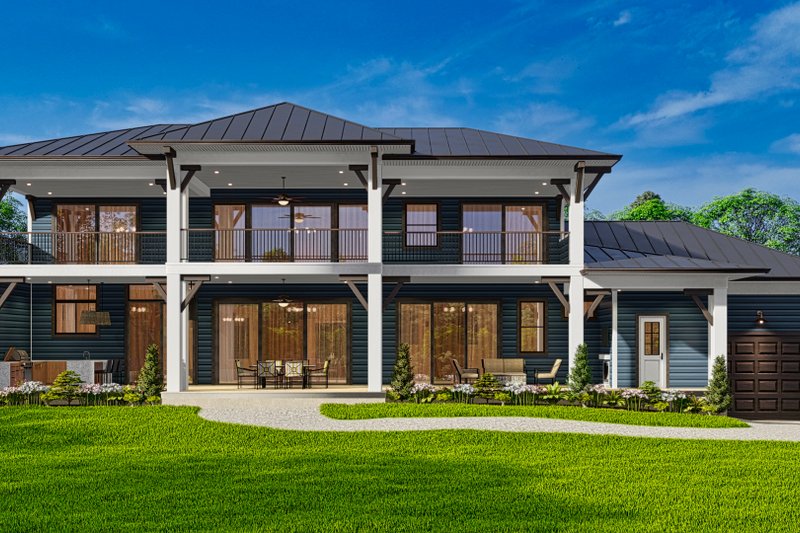 Home Plan - Exterior - Rear Elevation 1 for Prairie House Plan #54-573 - 5 bed, 5.5 bath