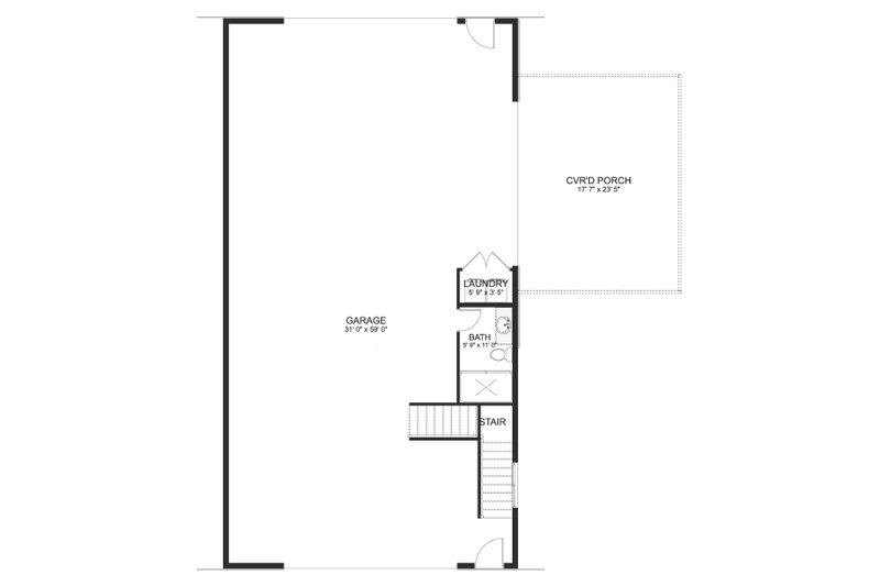 House Blueprint - Floor Plan - Main Floor for Farmhouse House Plan #1060-193 - 2 bed, 3 bath