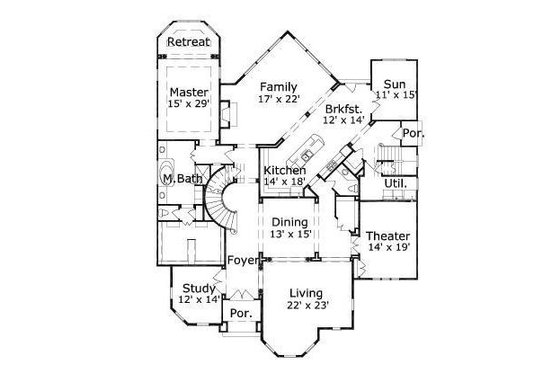 Floor Plan - Main Floor for European House Plan #411-599 - 6 bed, 3.5 bath