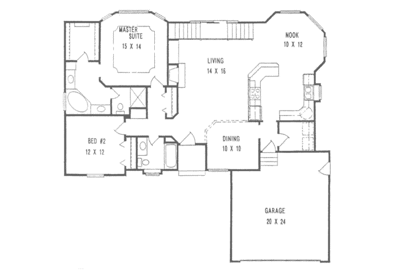 Dream House Plan - Floor Plan - Main Floor for Traditional House Plan #58-143 - 2 bed, 2 bath