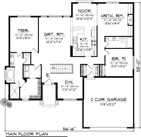 Home Plan - Ranch Floor Plan - Main Floor Plan #70-1115