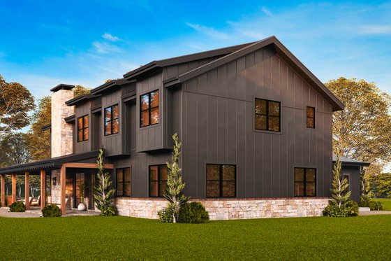 Exterior - Rear Elevation 1 for Farmhouse House Plan #54-687 - 3 bed, 2.5 bath